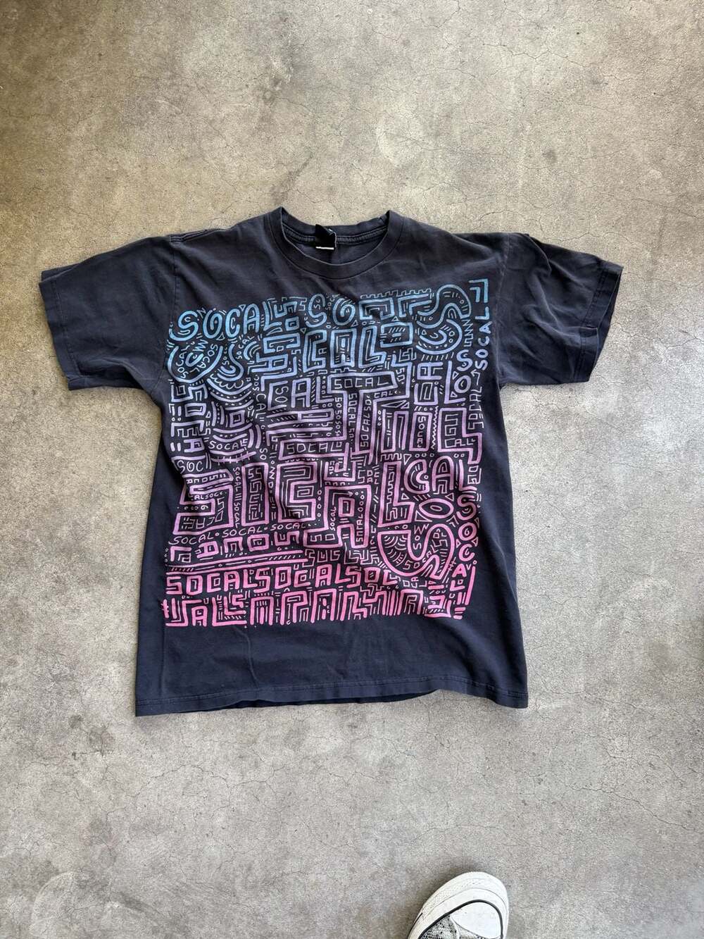 Vintage No Fear SoCal Doodle Graphic T-Shirt Black Size L